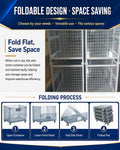 Durable Stillage Cage Heavy Duty Foldable Powder Coated for Industrial Scrap and Parts Warehouse Hub