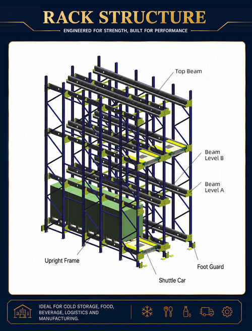Custom Radio Shuttle Racking Automated Storage System High Density Shuttle Rack for Warehouse Storage