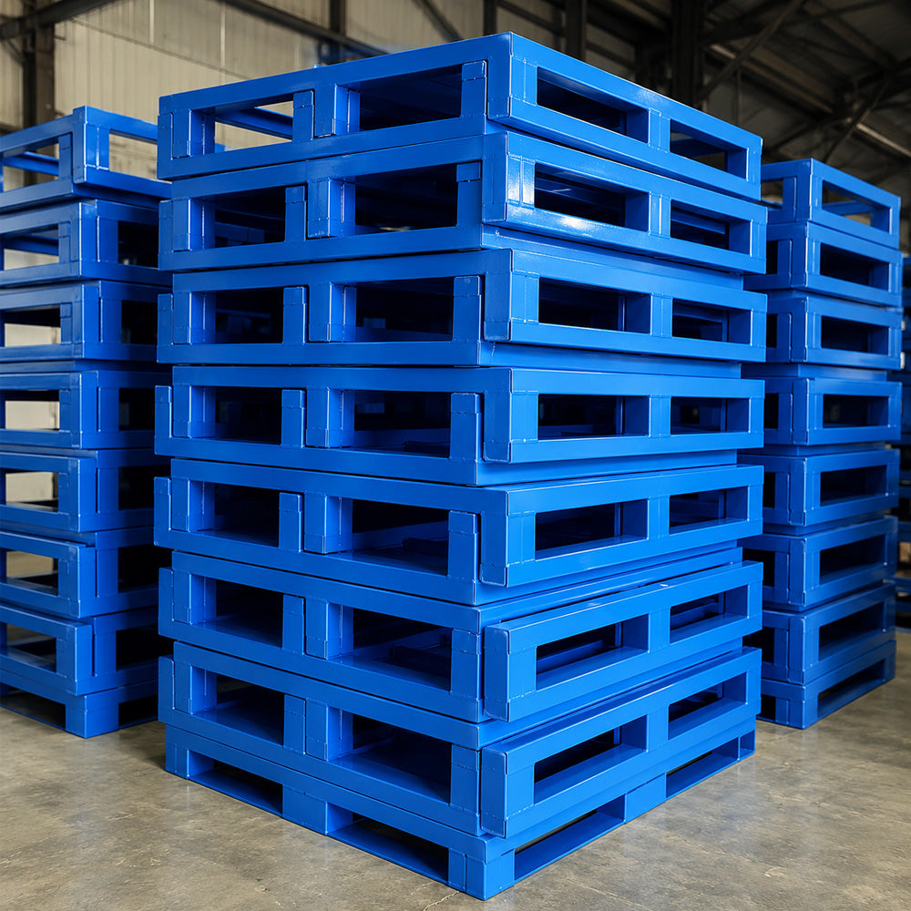 Industrial Stackable Steel Pallet Storage Professional Heavy Duty Metal Pallets Four Forklift Entrance Half Paving Face