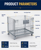 Rugged 1000kg Cage Storage Collapsible Static Coating for Technical Logistics Hub Warehouse Management