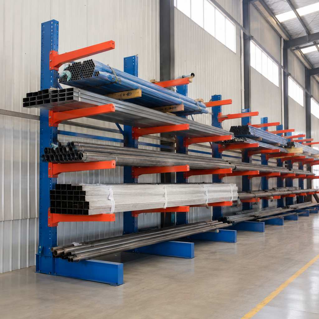 Adjustable Cantilever Racking System Modular Design for Warehouse Steel and Aluminum Profile Trade Center
