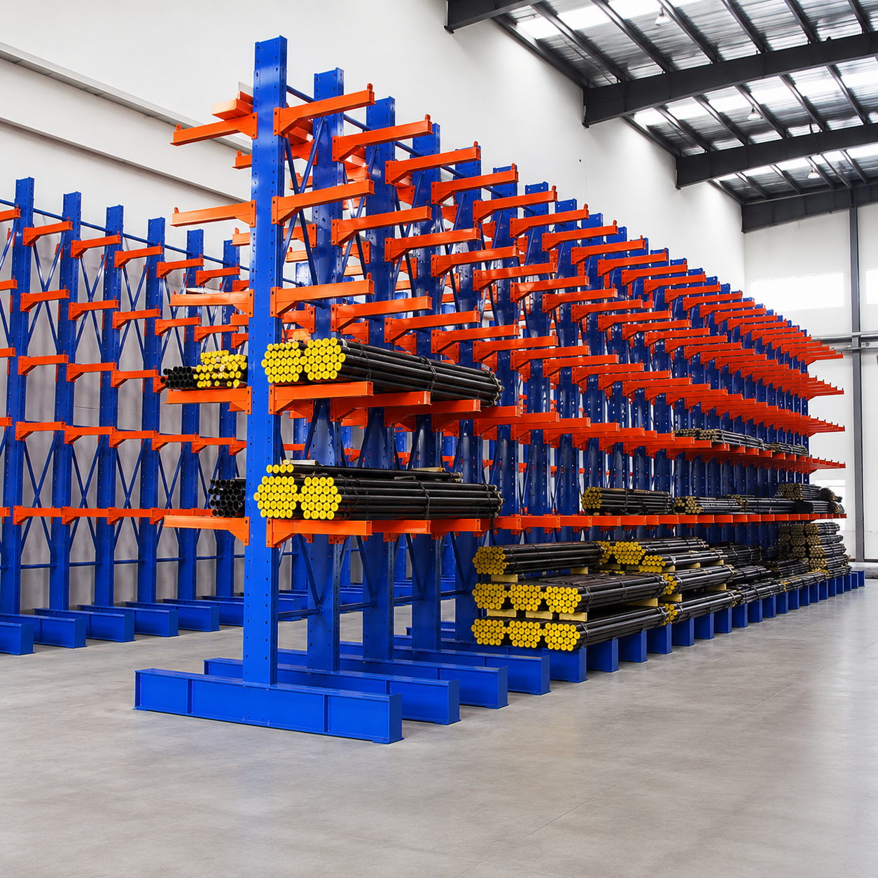 Rigid Frame Cantilever Racking System H-Beam Base for Steel Profile and Industrial Timber Storage Warehouse