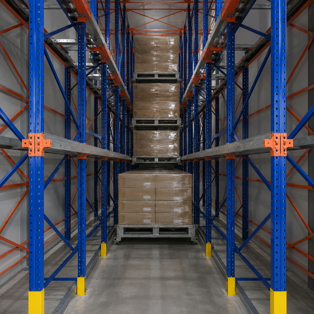 High Durability Q235B Steel Drive in Racking System Firm Frame E-commerce Fulfillment Center Bulk Pallet Storage Rack