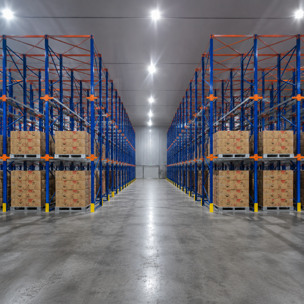 Low Maintenance Q235B Steel Drive in Racking System Compact Layout for Bulk Palletized Product Warehouse Storage Rack