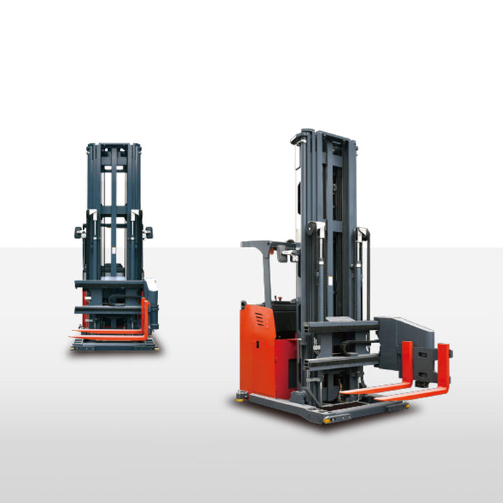 Dreiseitiger Elektro-Aufsitz-Palettenstapler Hubhöhe 3-6m 0,8t/1,2t/1,6t VNA-Stapler für den Fabrikumschlag