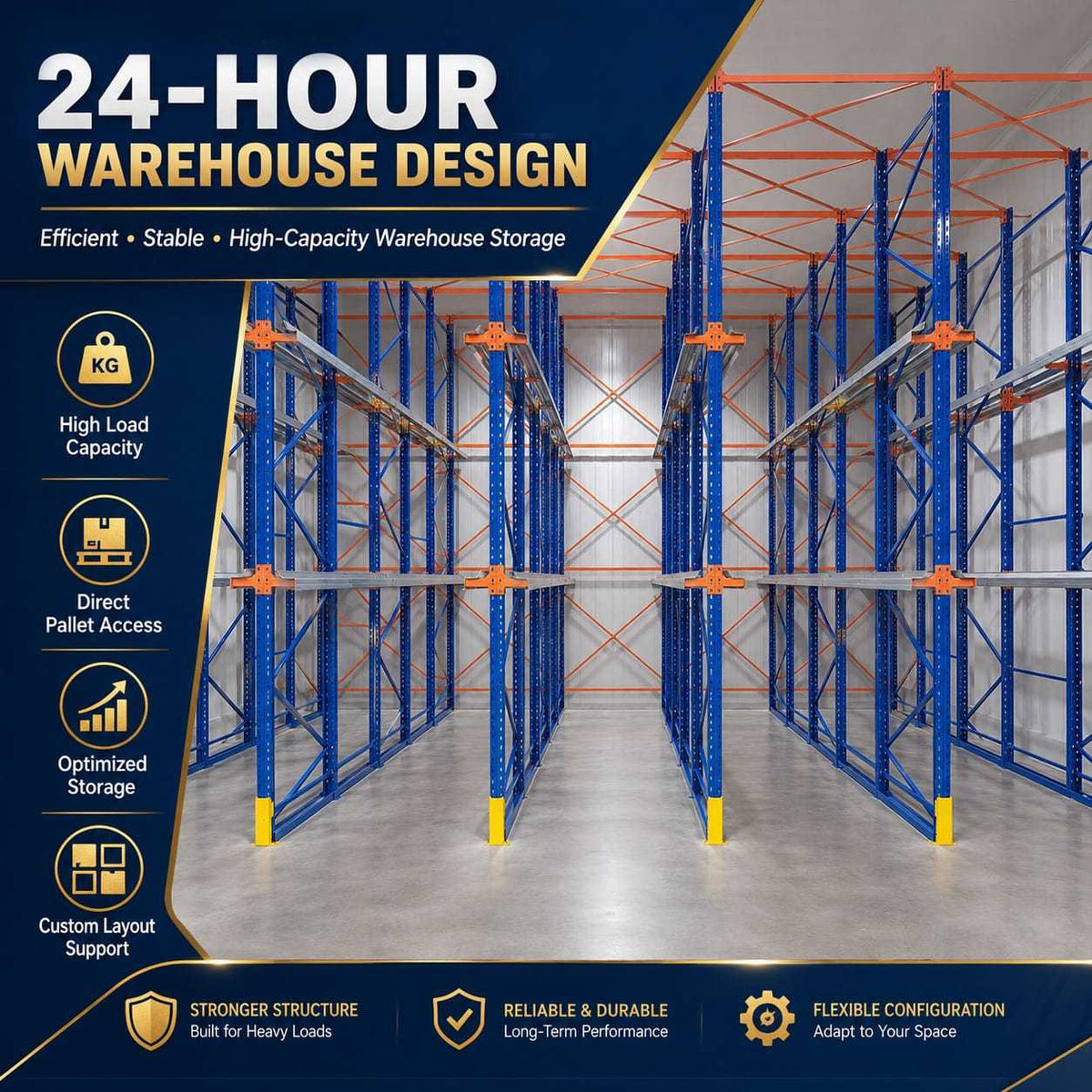 Heavy Duty Drive in Racking Warehouse Pallet Racking for Cold Room Storage Solution High Density Steel