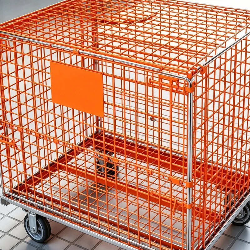 Heavy Duty Cage Storage Collapsible Powder Coated Wire Container Warehouse Storage System Q235B Steel