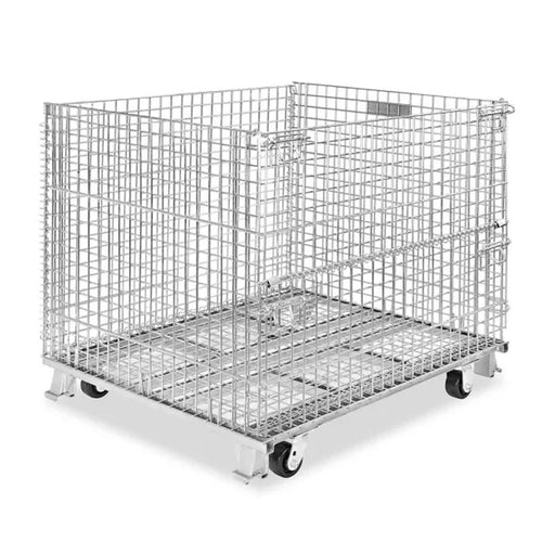 Durable Stillage Cage Heavy Duty Foldable Powder Coated for Industrial Scrap and Parts Warehouse Hub