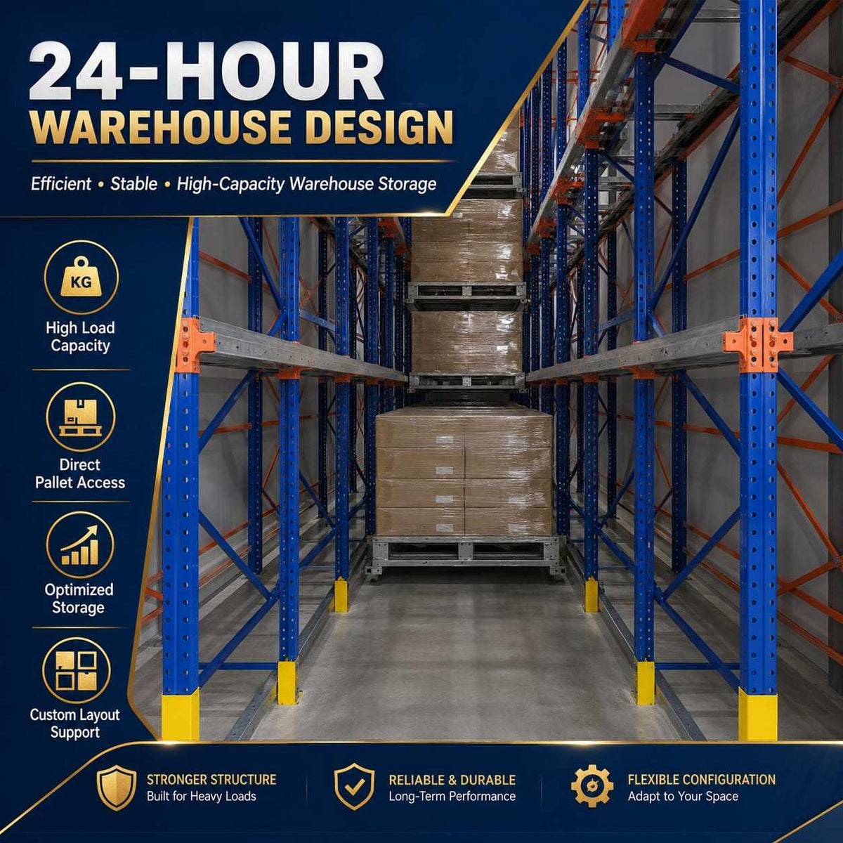 High Density Drive in Racking Warehouse Pallet Racking Industrial Storage Solution with Q235B Steel