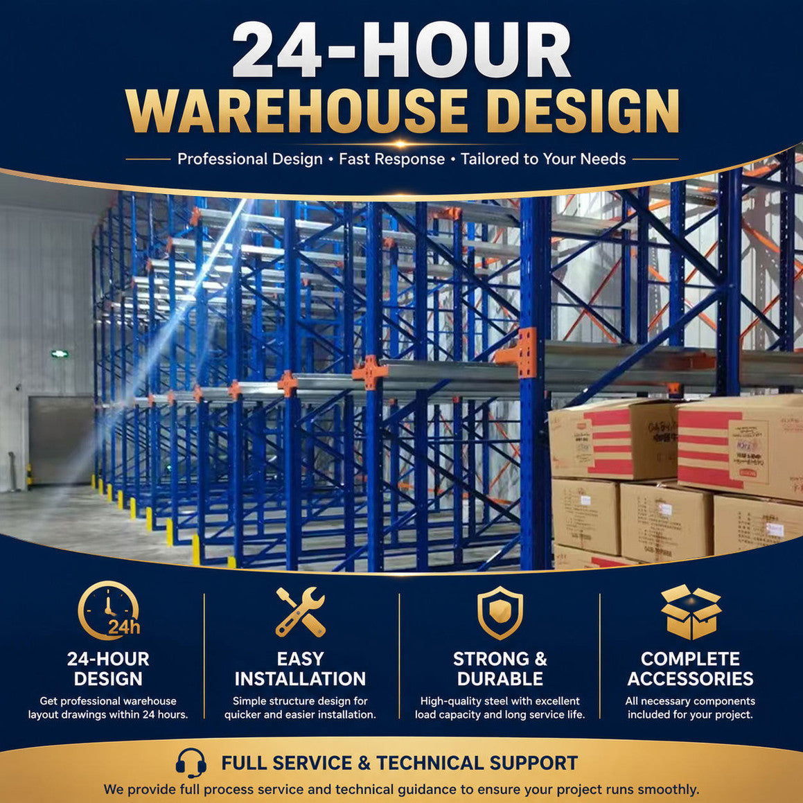 High Toughness Q235B Steel Drive in Racking System for Seasonal Inventory Building Material Warehouse Storage Rack