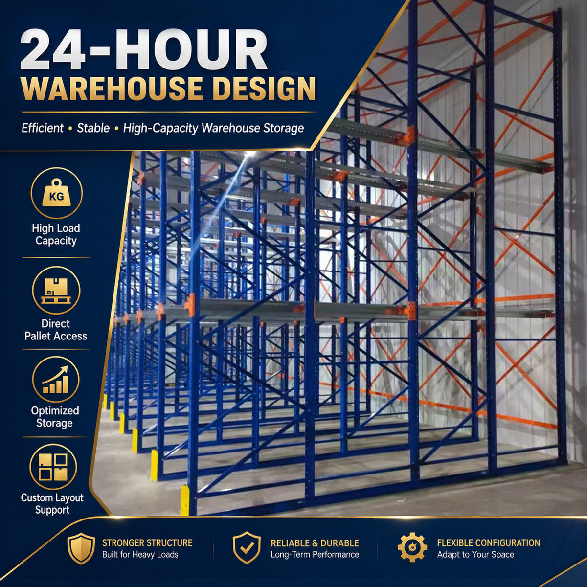 Industrial Drive in Racking Warehouse Pallet Racking System for High Density Storage Solution Q235B Steel