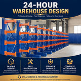 Large Load Cantilever Racking System Q235B Steel for Long Pipe and Timber Warehouse Storage Solution Plan