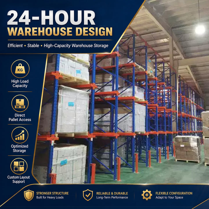 Optimized Layout Q235B Steel Drive in Racking System Interlocked Beam Structure for Materials Chemical Warehouse Storage Rack