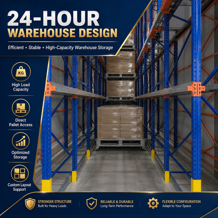 Q235B Steel Drive in Racking System Complete Safety Fittings for Bulk Pallets Food Manufacturing Warehouse Storage Rack